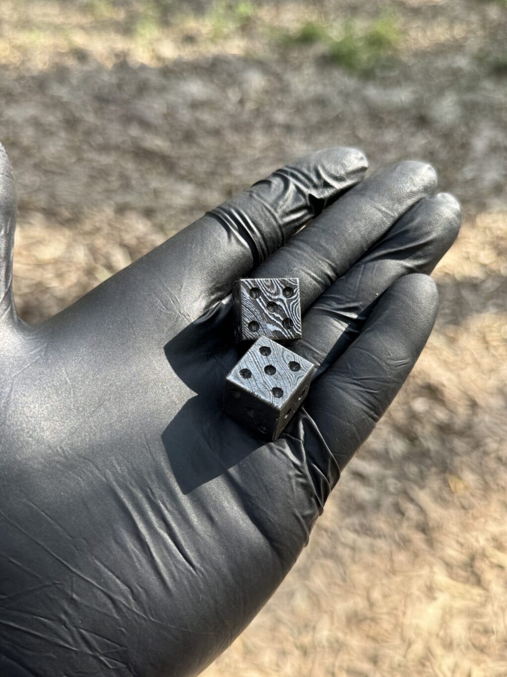 Handmade Damascus steel Dice Pair